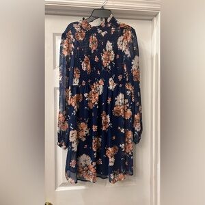 As U Wish Floral Smocked Long Sleeve Dress size XS
